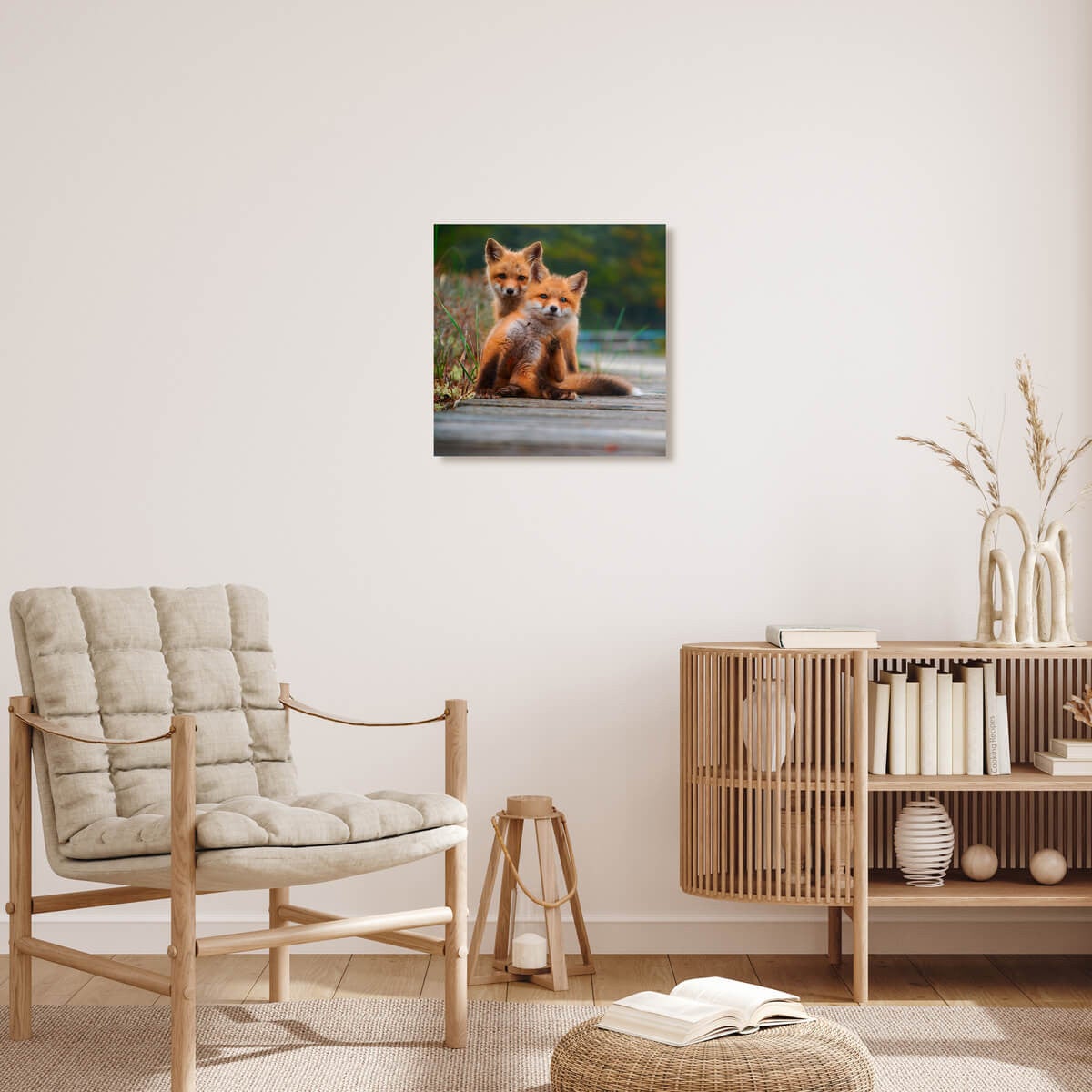 Tableau sur toile renardeaux 30x30 cm - 2