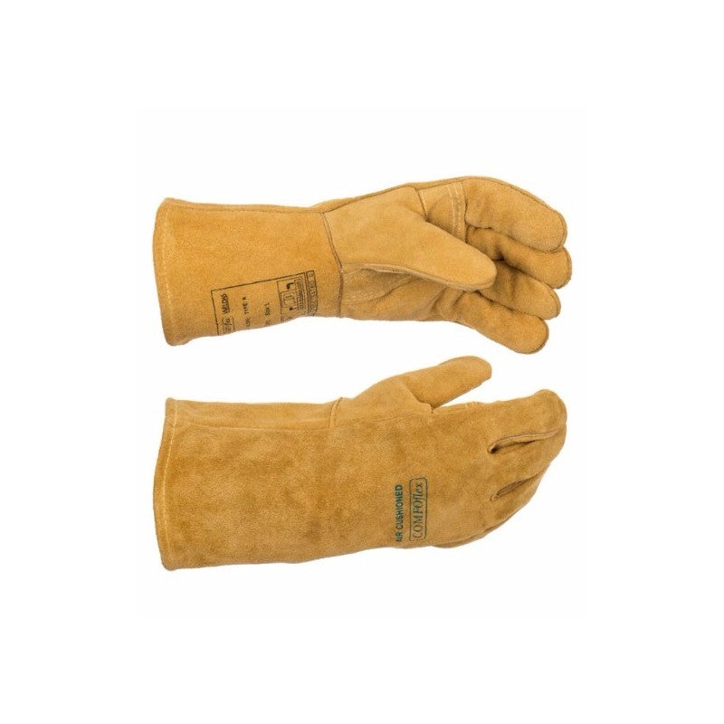 Gant de soudeur Bucktan taille L (9) jaune croûte de cuir EN 388, EN 12477, EN 1149-2 5 paire WELDAS (Par 5) - 2