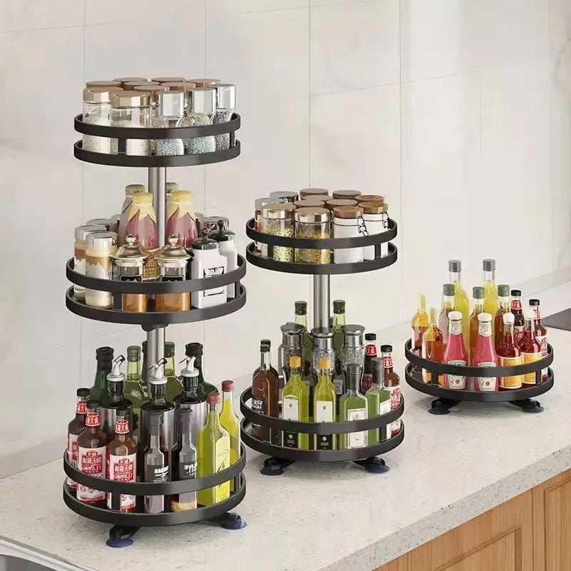 9pc KAKET Organisateur à Épices Rotatif 360° en Acier Inoxydable, Plateau Antidérapant pour Condiments et Épices - Accessoire de Cuisine - 2