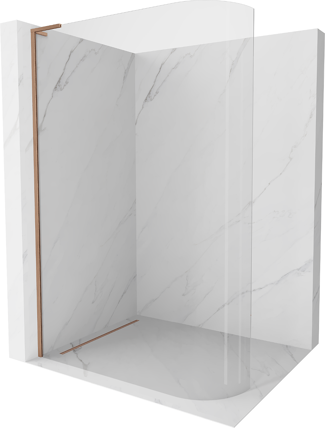 Mexen Kioto-R L ścianka prysznicowa zaokrąglona Walk-in 120 x 200 cm, transparent, miedź szczotkowana - 800-120-103-65-06