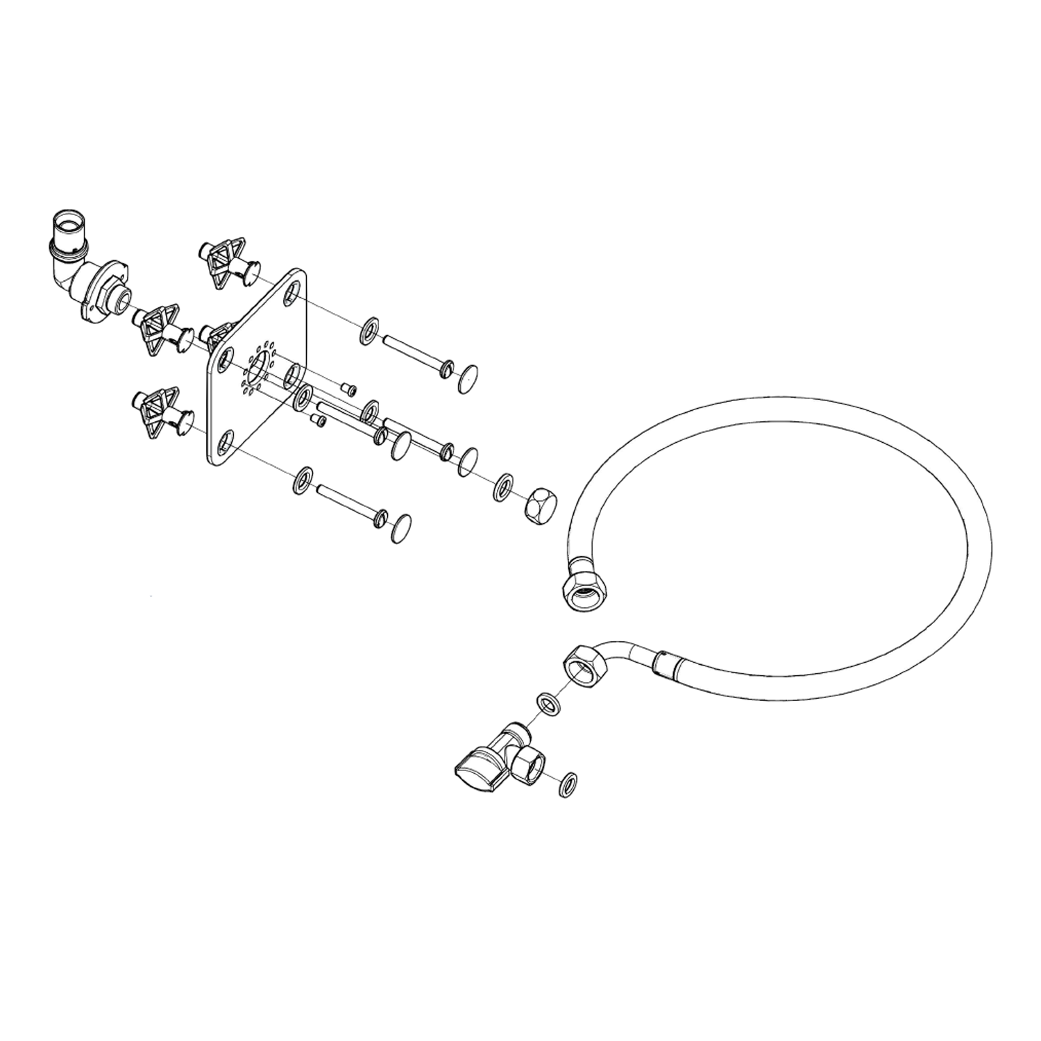 Platine sortie de cloison simple à sertir PER Ø16 pour WC – Kit de fixation mural avec platine encastrable - 2