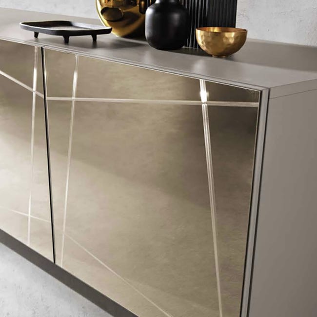 Madia credenza a ante in vetro specchio bronzo scocca tortora e