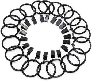 12 Anneaux Douche Acier Inoxydable Noir - Pour Barre Jusqu'à 11/8" - Glissement Fluide
