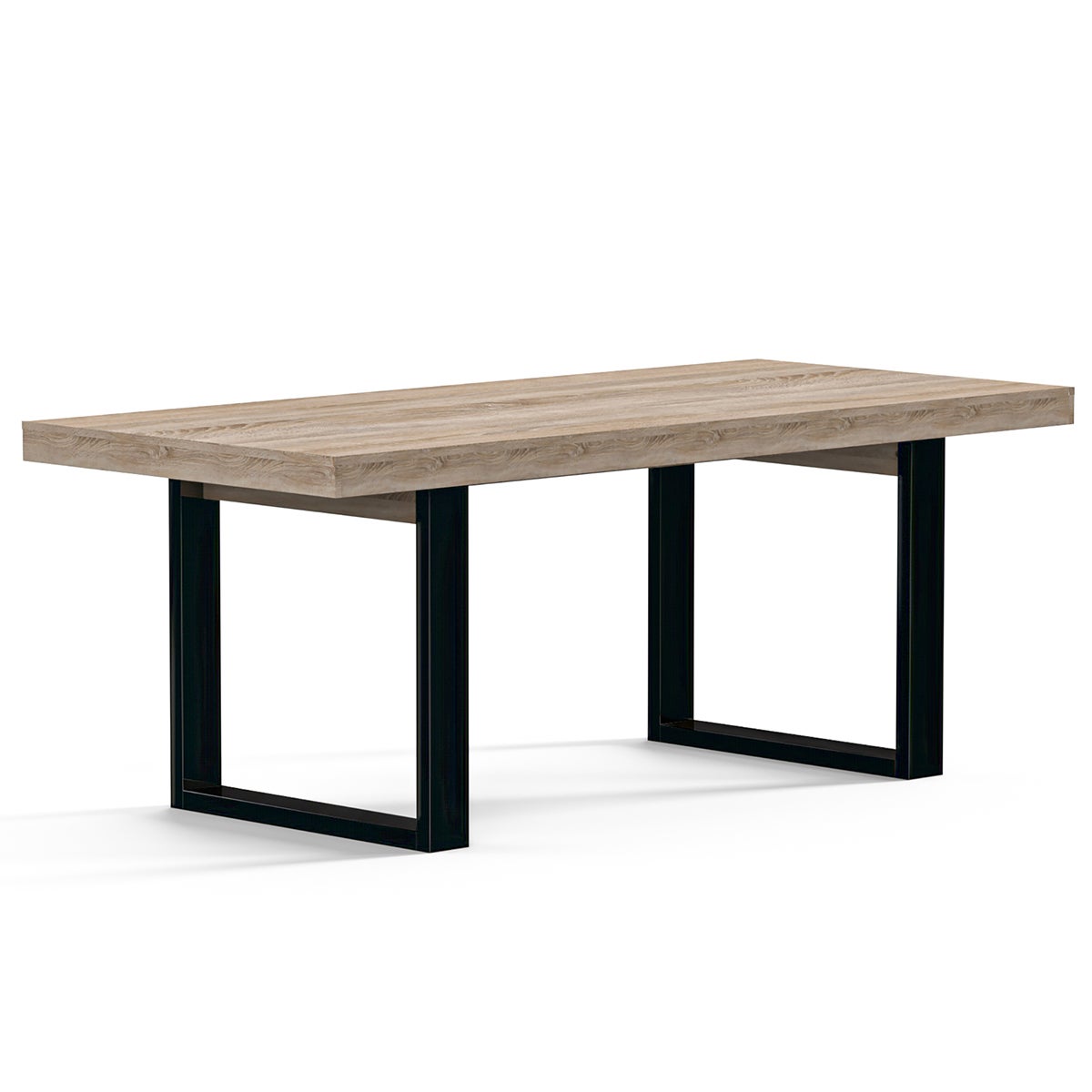 Table à manger 8 places Ayden Bois blanchi et Noir - 2