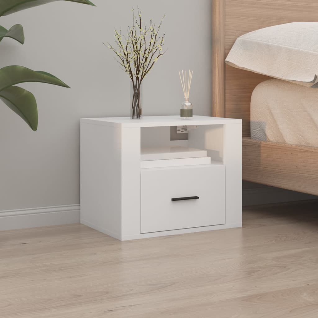Pack de 2 Mesitas de noche de pared，Mesitas de noche flotantes，Mesilla de noche blanco 50x36x40 cm CFW57618 - 3