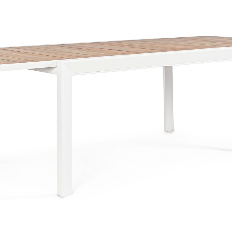 Stół rozkładany "BELMAR" 160-240x100, kolor biały, listwy aluminiowe imitujące drewno.