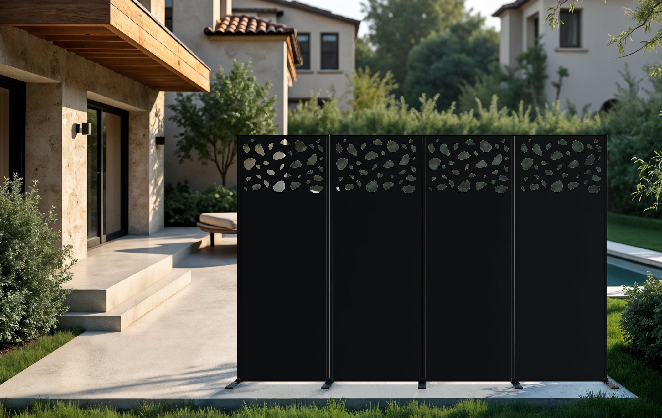 Lot de 3 panneaux décoratifs SUNNY Noir H.160cm motifs sur le haut - 4