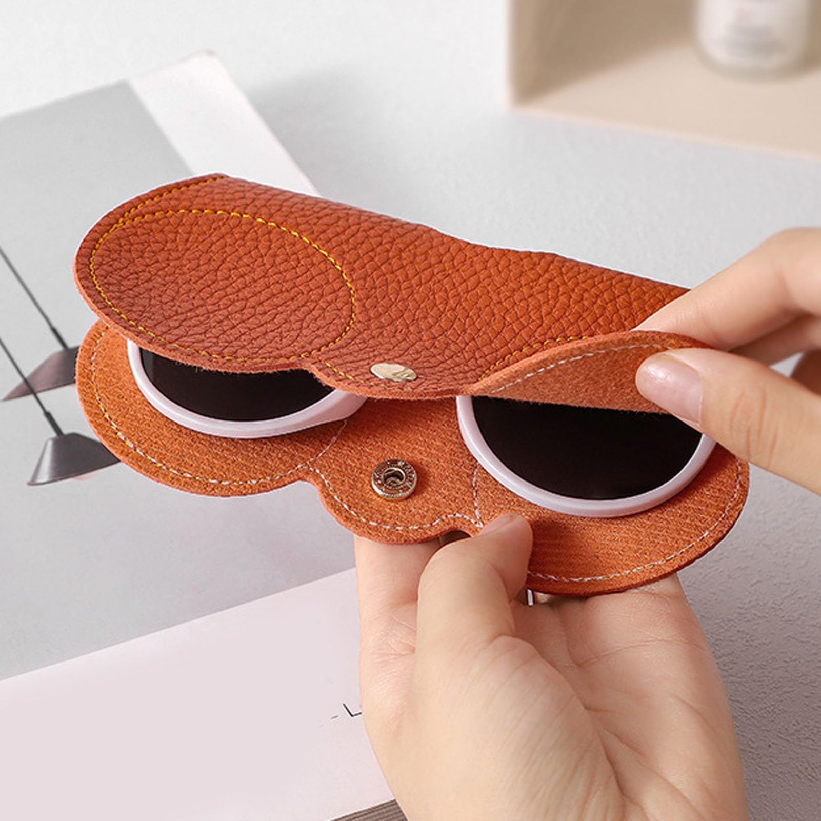 Étui à Lunettes De Soleil De Voiture, Boîte De Rangement De Lunettes En Cuir Multifonctionnelle, Adapté Au Clip De Lunet Étiquette