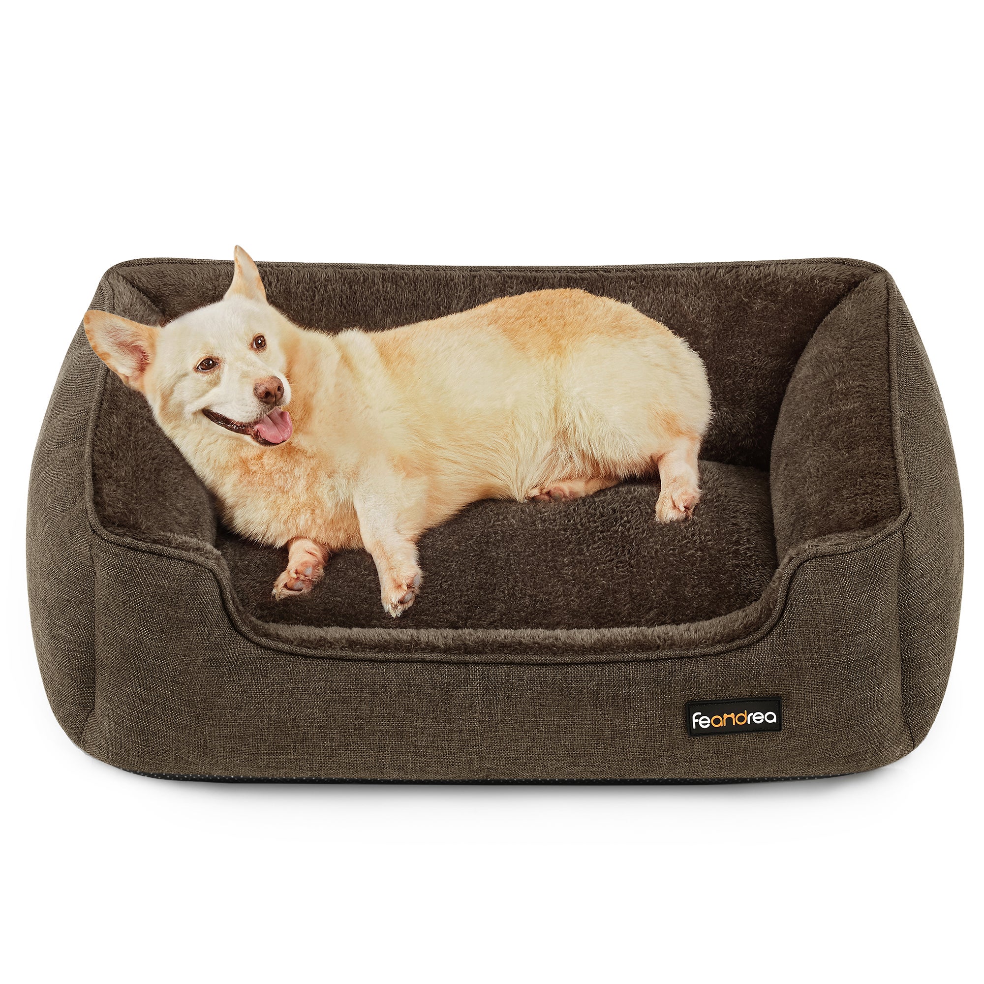 Feandrea Cama Para Perros, Sofá De Lino, Bordes Elevados, Fondo Antideslizante, Funda Extraíble, 90 X 75 X 25 Cm, Marrón , Leroy Merlin