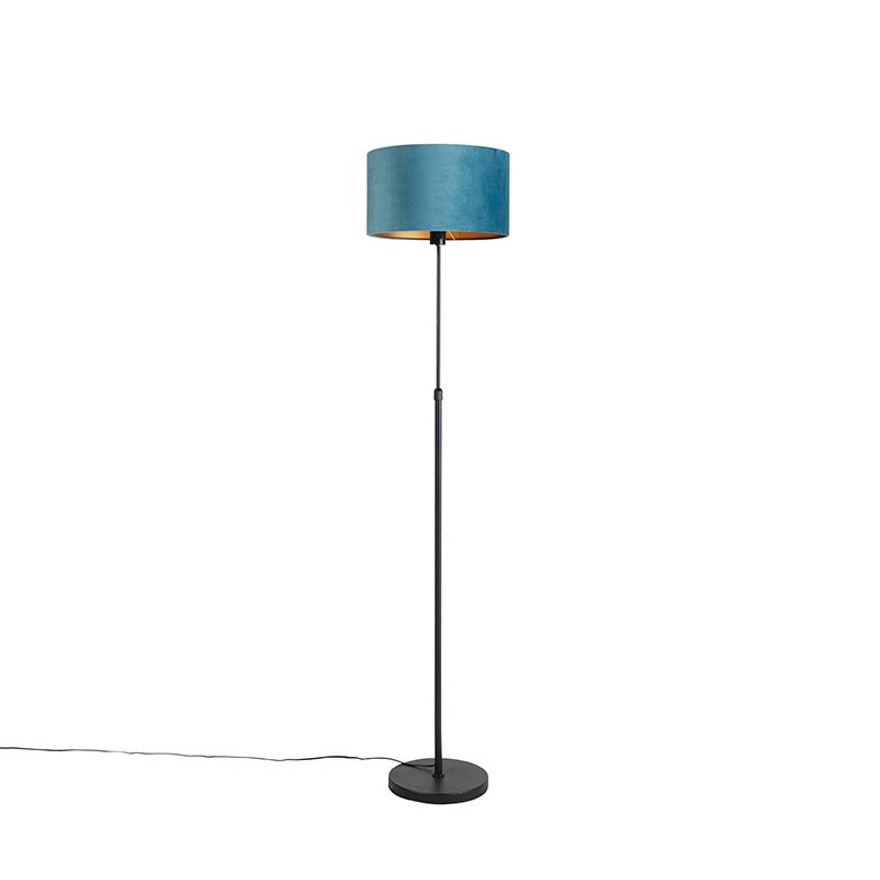 Qazqa country-rustic lampa podłogowa z kloszem - Parte Fl - niebieski, max. 60w, kompatybilny z żarówką LED, e27, 167.5cm, IP20