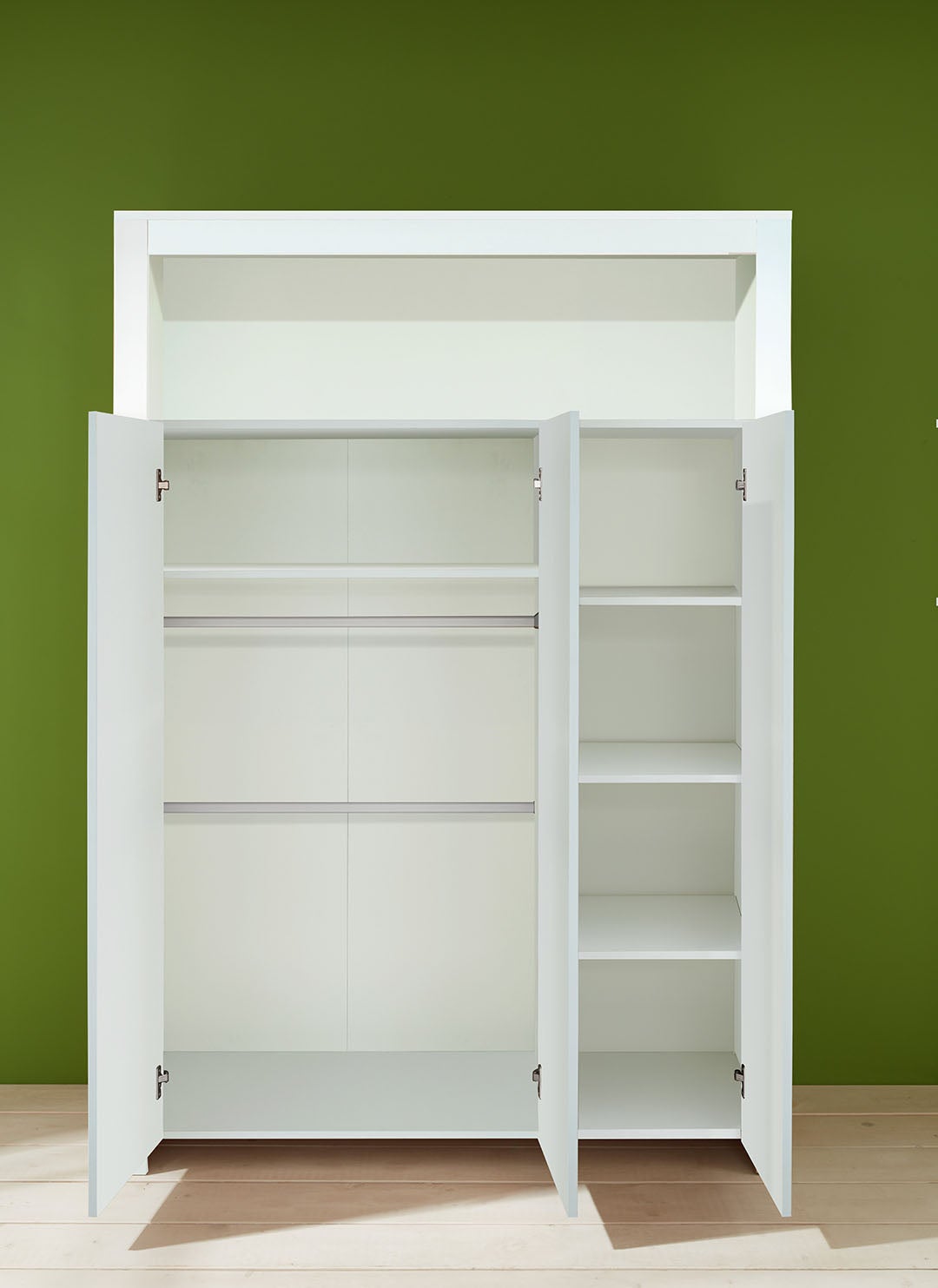 Olja Armoire chambre d'enfant avec 3 portes et 1 espace de rangement ouvert, blanc. - 3