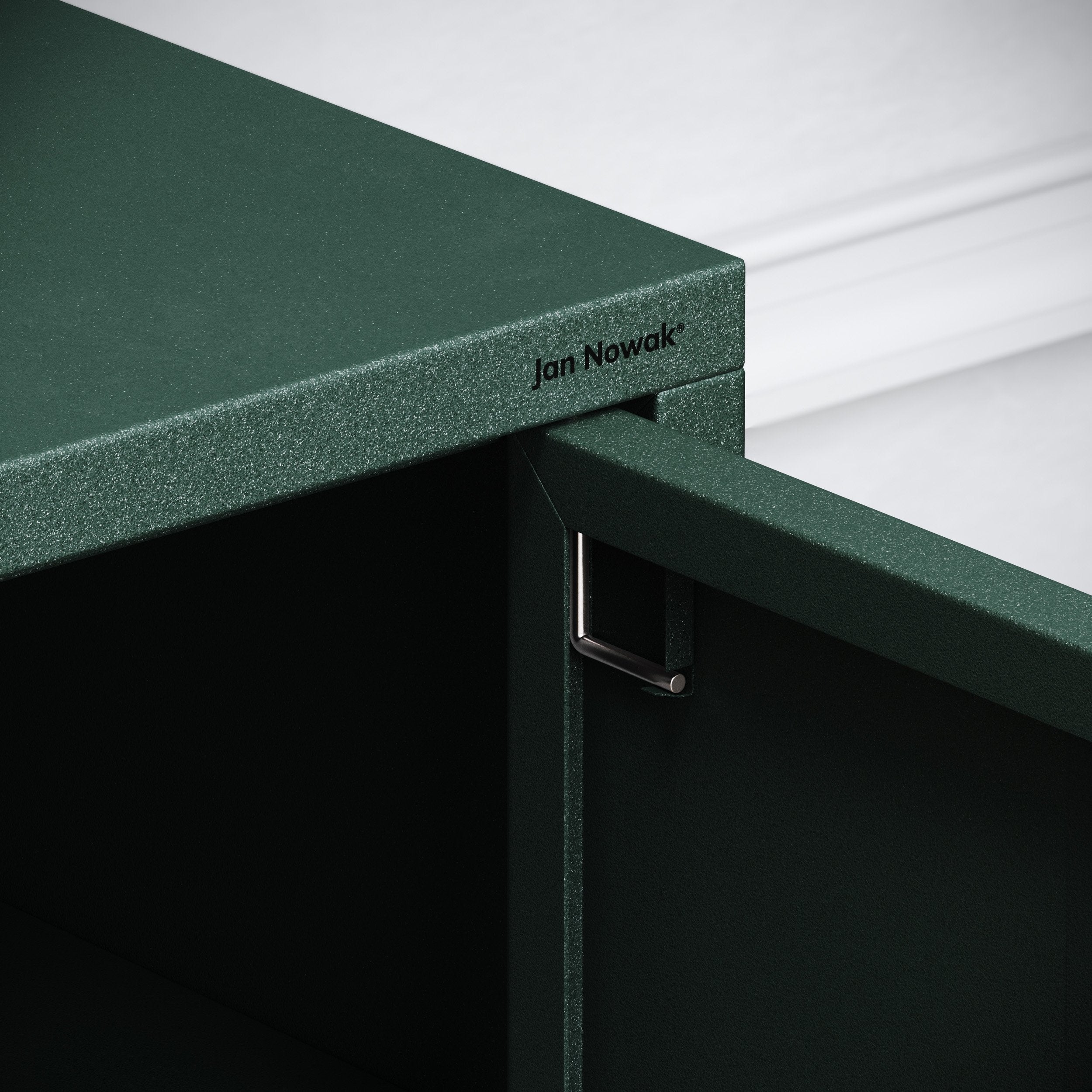 Meuble TV Industriel Métal - Rosa | Table Television Salon 2 Portes, Fermeture magnétique silencieuse | 115 x 59,5 x 40 cm | Vert Bouteille - 7