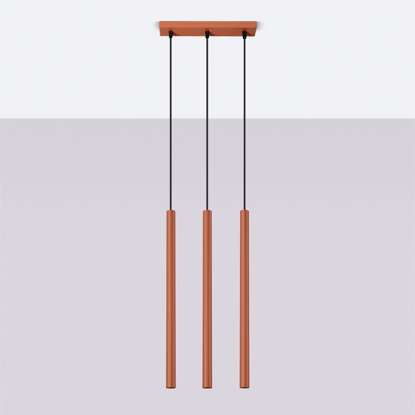 Lampa wisząca BRILL 3 ochra czerwona LED 4000K - 30x5x94cm Sollux