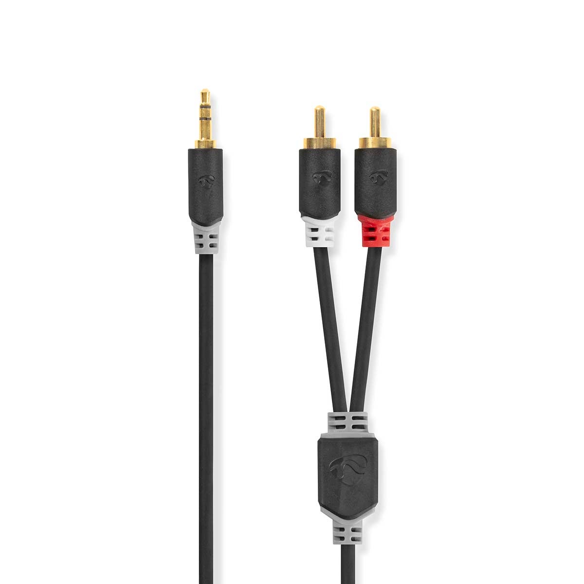 Câble Audio Stéréo NEDIS - 2x RCA Mâle Vers 2x RCA Mâle | 1m | Nickelé | Noir | Pour Home Cinéma, Amplis