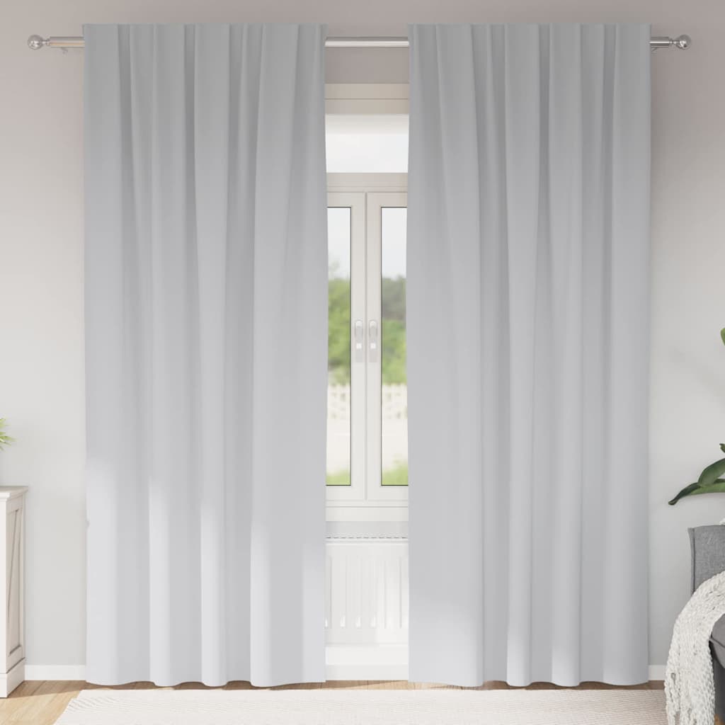 Firany blackout z kółkami 2 pcs Jasnoszary 260 x 140 cm vidaXL