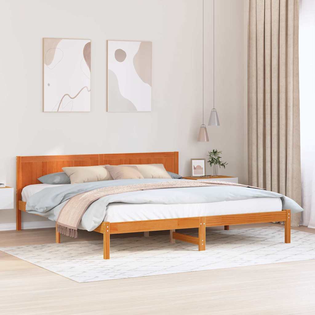 Łóżko Drewniane Brązowe Rama Łóżka Ze Stelażem Sypialnia Pokój 180 x 200 cm