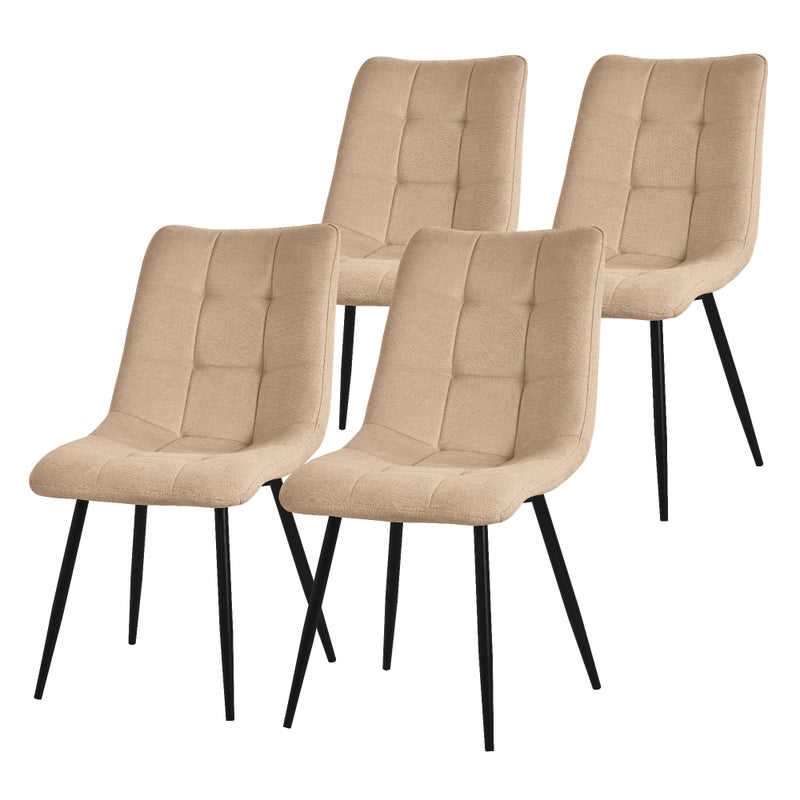 Zestaw 4 krzeseł do jadalni kuchni, salonu, Krzesło tapicerowane Jasnobrązowy