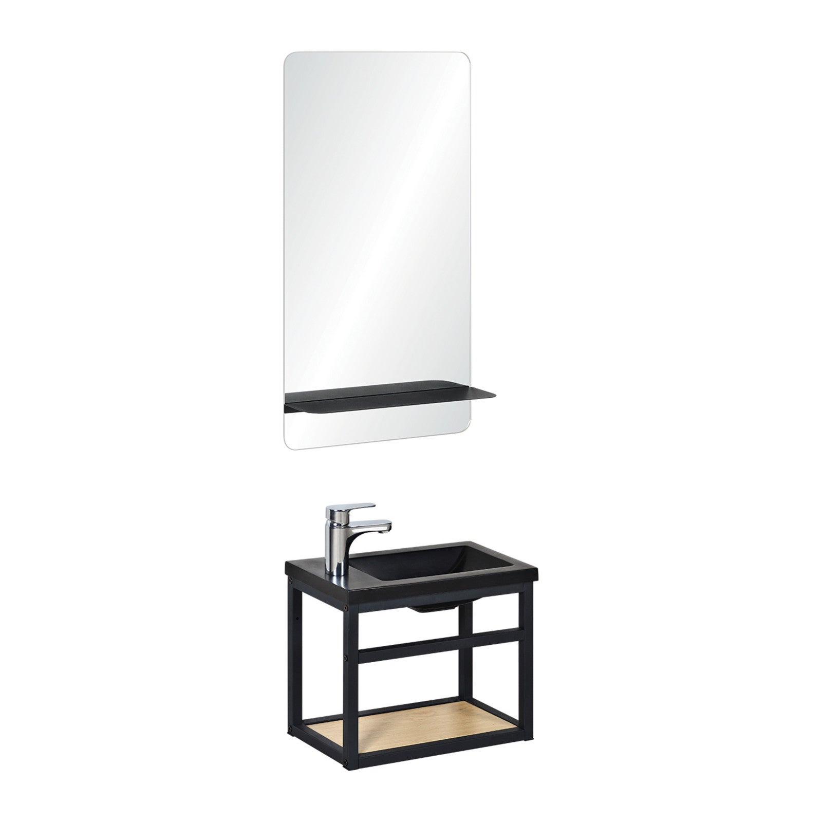 Meuble lave-mains SAO + robinet chromé + miroir - 2