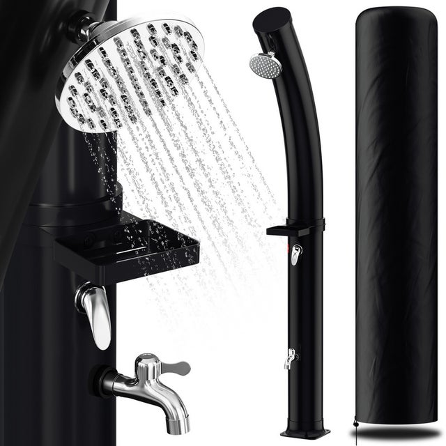 Ducha solar Ducha de piscina hasta 60°C 35 litros Curvada Negra