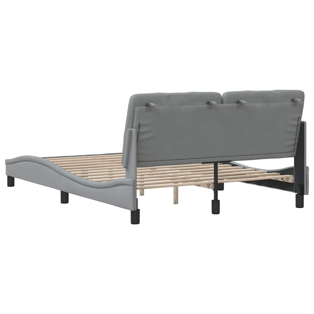 Cadre de lit sans matelas, en tissu, gris clair, pour la chambre, 140 × 200 cm - 9