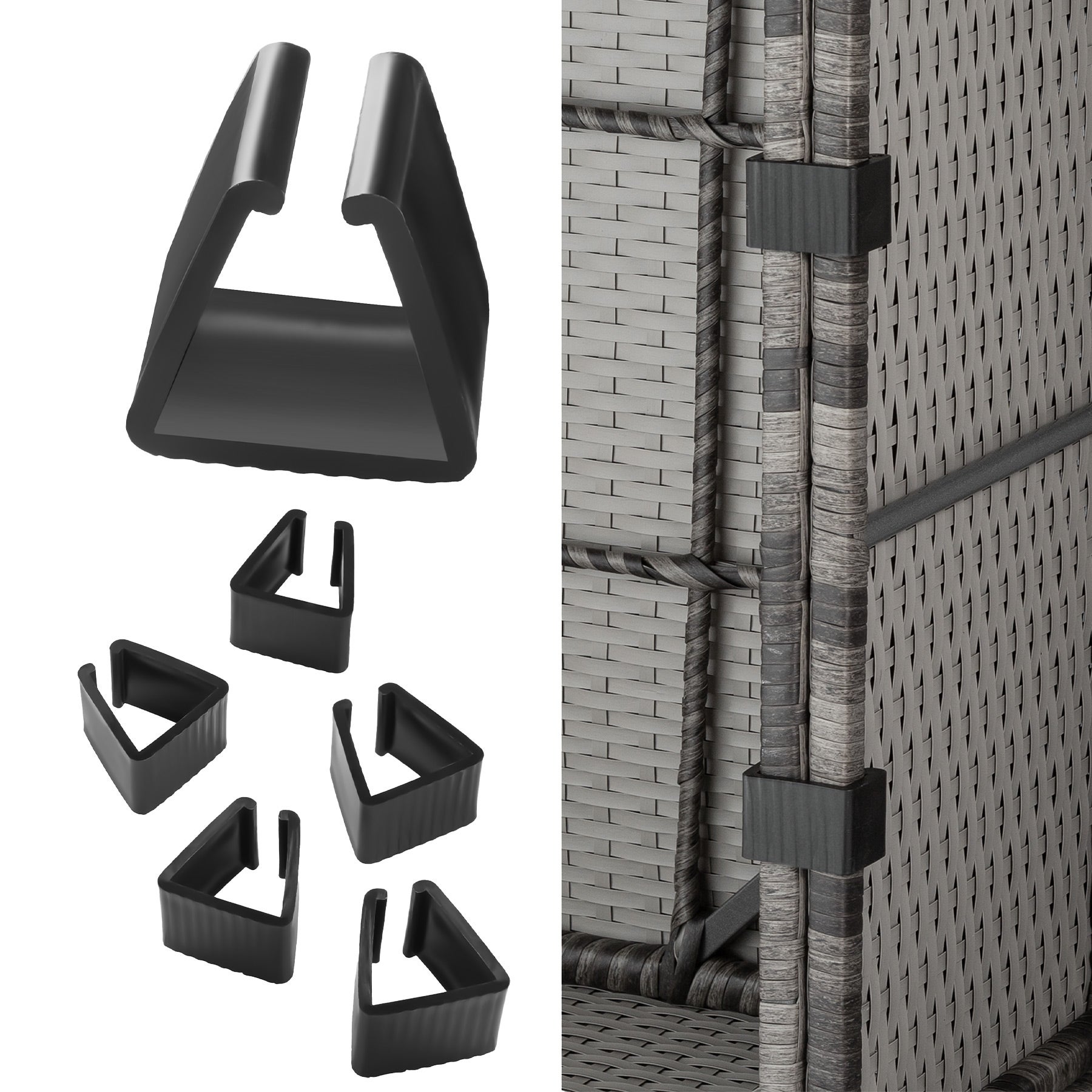 Salon de jardin en rotin et acier 6 places avec coffre de rangement résistant aux UV TECTAKE - 7