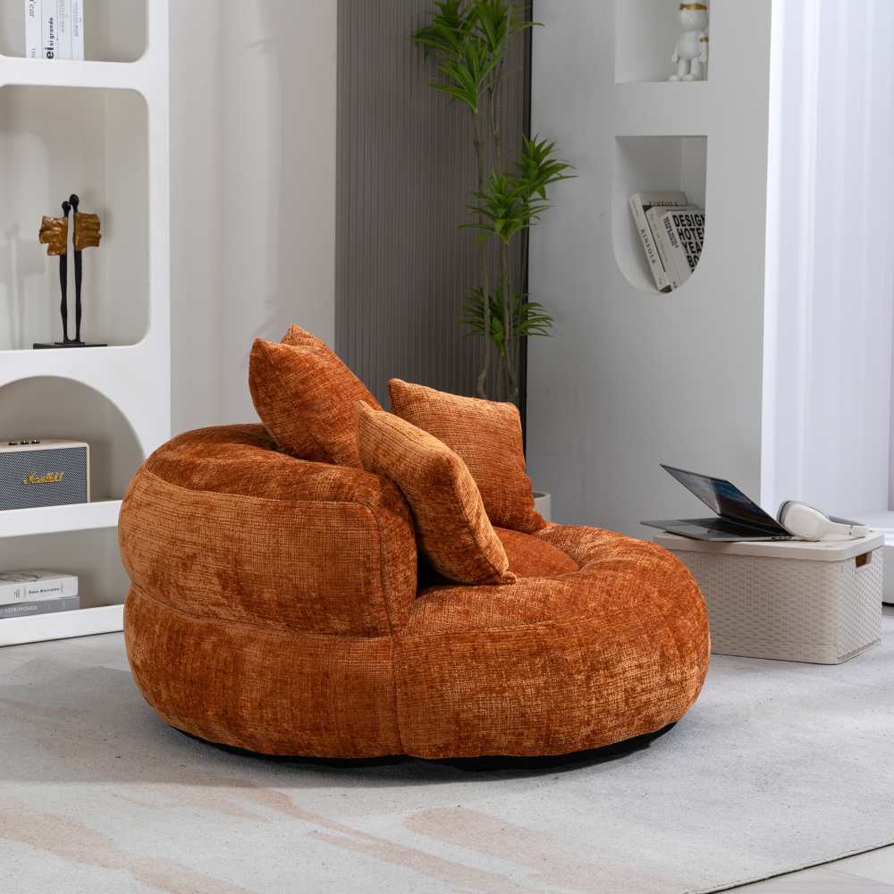 Fauteuil relax durable, dossier haut, 3 coussins, pour adultes & enfants, intérieur/extérieur, chambre, bureau, tissu chenille marron​ - 9