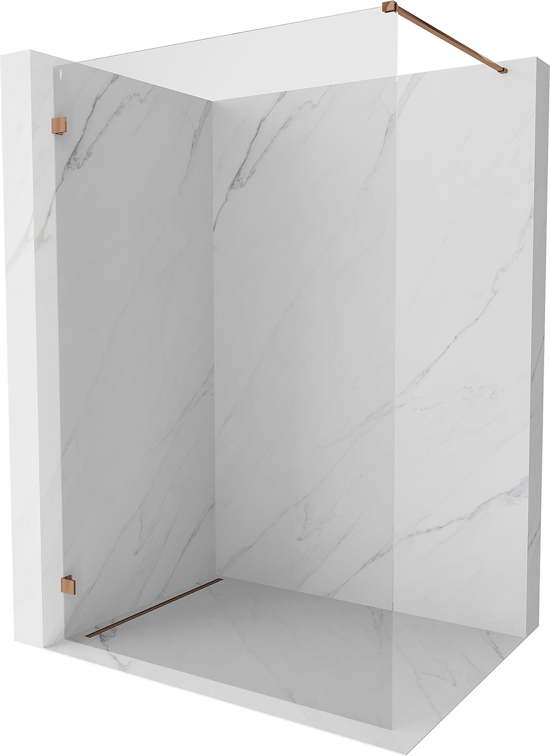 Mexen Lunar ścianka prysznicowa Walk-in lewa 80 x 200 cm, transparent 8 mm, różowe złoto - 830-080-000-60-00-L