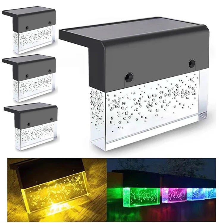 Lot de 4 lampes solaires d'extérieur, lampes d'escalier étanches à LED ...