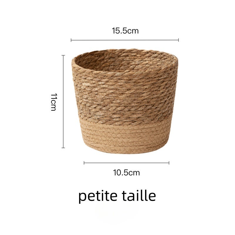 Ensemble de 3 pièces, pots tissés en herbe de mer naturelle, panier en rotin pour plantes, paniers de rangement décoratifs pour la maison - 5