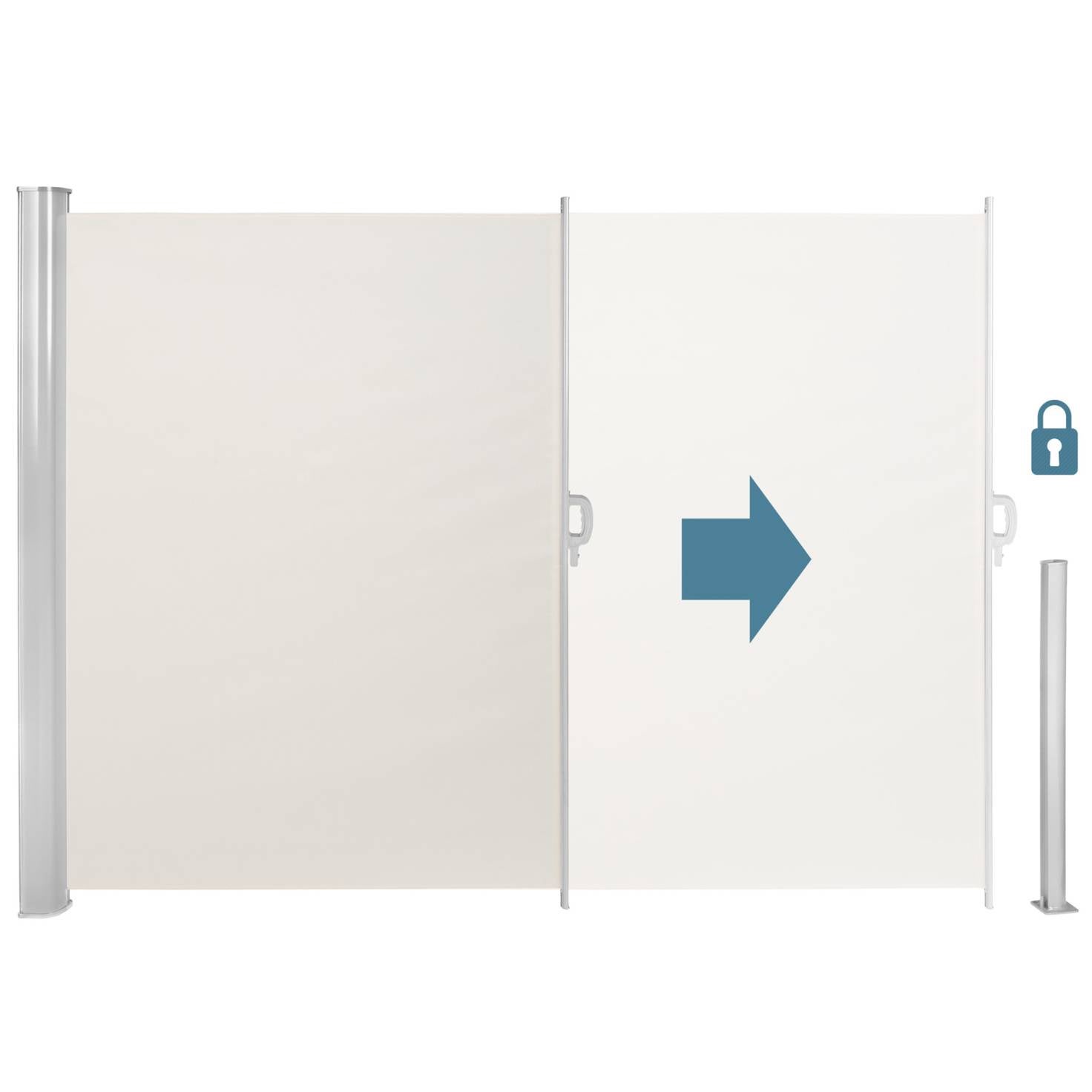 Tende Da Sole Paravento A Scorrimento Laterale Avvolgibile 180x300cm. Corpo Interamente In Alluminio. - 2