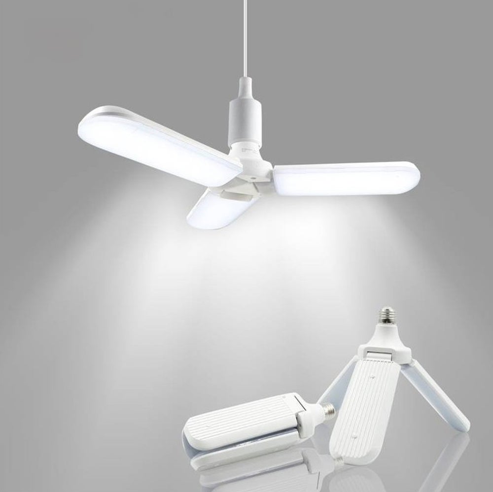 Ampoule LED E27 Design Ventilateur Pliable, Blanc, Pour Plafonnier Maison Ou Garage