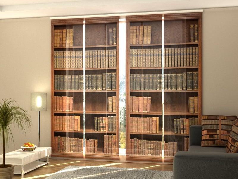 4 paneles japoneses librería 60x270 cm para sala de estar, dormitorio, cocina
