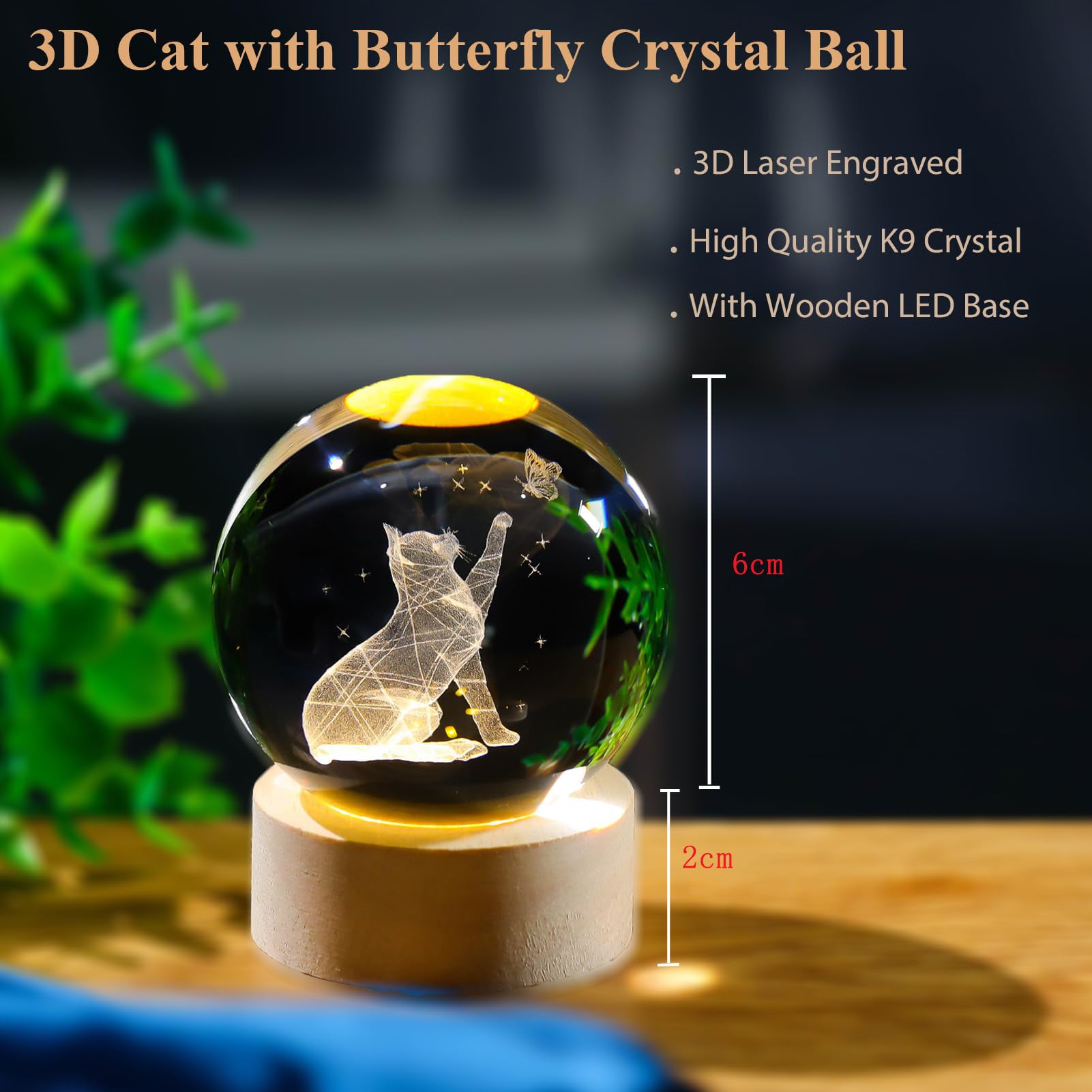 Luce Notturna 3D Tartaruga Marina In Sfera Di Cristallo K9 8cm – Base LED Touch Con 6 Colori - 4