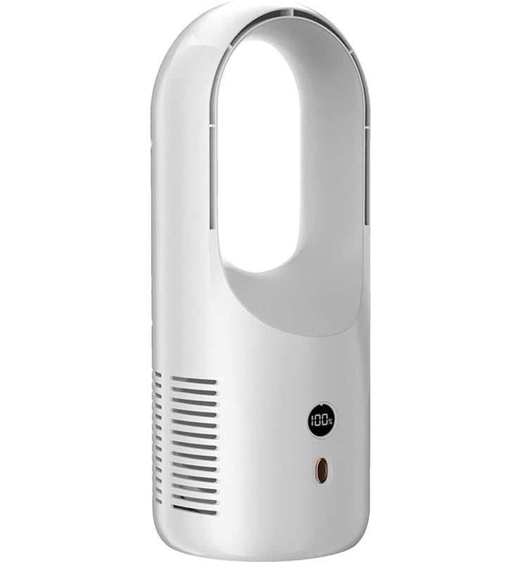 Wentylatory - Cichy wentylator stołowy bezłopatkowy - Cichy, wielofunkcyjny, przenośny wentylator - Biały