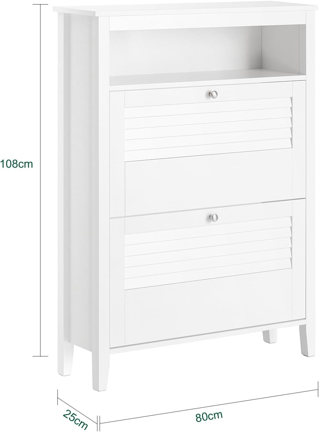 SoBuy Armoire à Chaussures Commode à Chaussures 2 Abattants Meuble de Rangement à Chaussures Meuble d'entrée, FSR152-W - 3