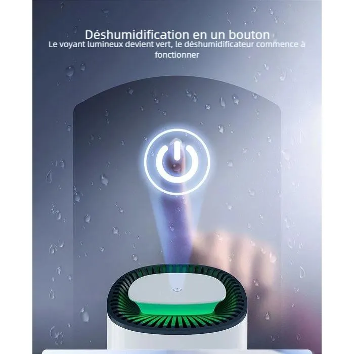 Déshumidificateur Silencieux 600 ml (33 dB), Arrêt Automatique, Indicateur LED – Compact et Économe - 4