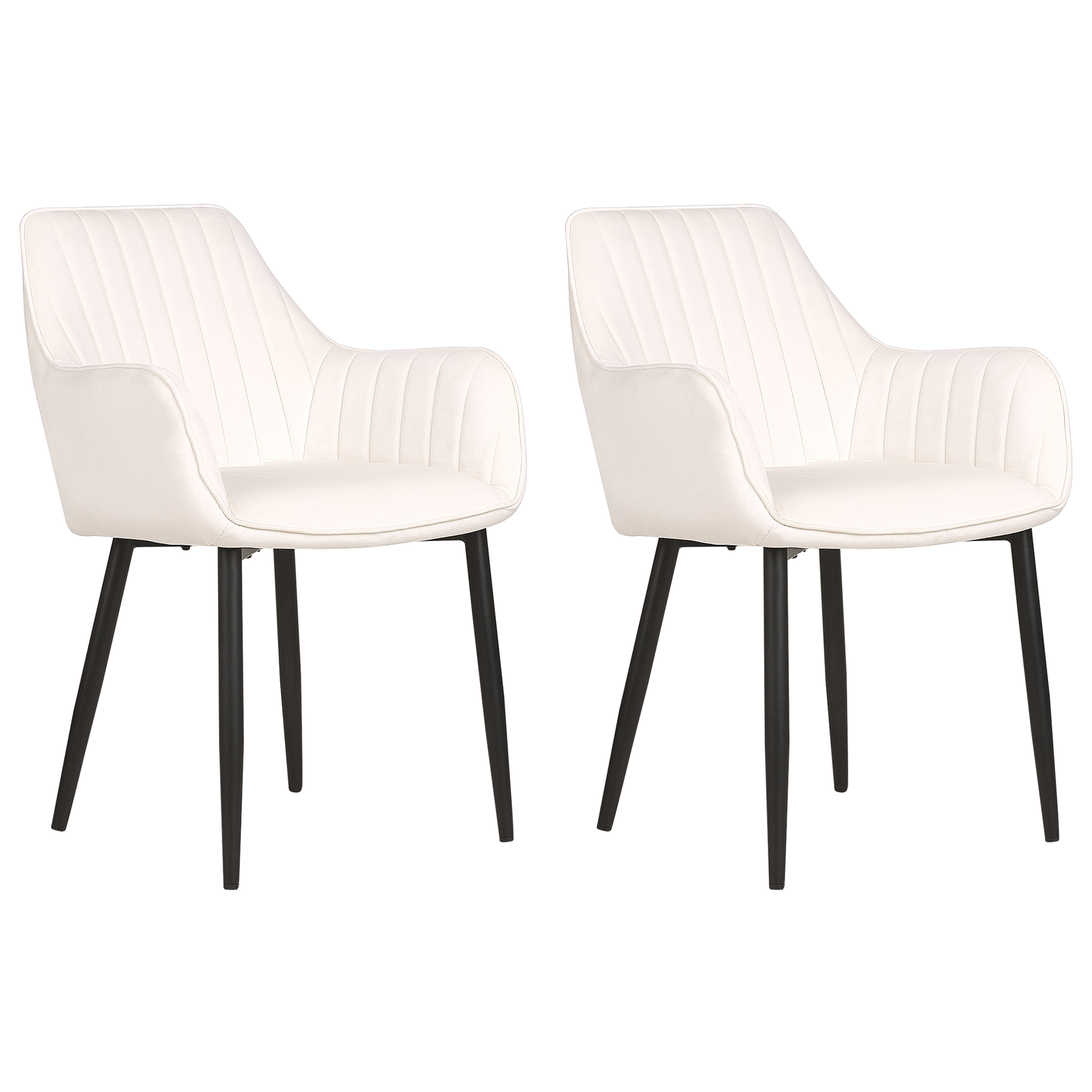 Beliani Conjunto De 2 Sillas De Comedor Wellston Terciopelo Blanco/Crema , Leroy Merlin