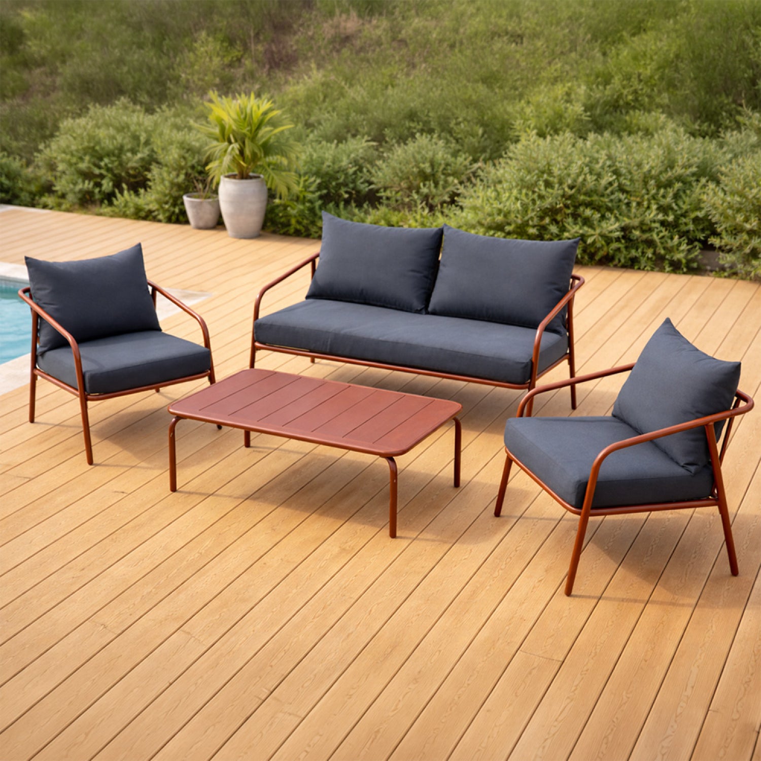 BERGAME Muebles de jardín de terracota para 4 plazas - 5