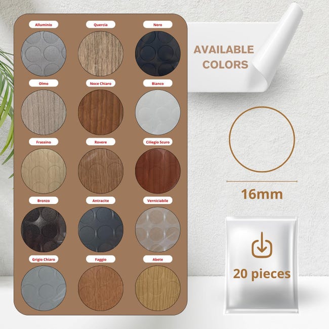 Grevosea 560 Adesivi Per Fori Per Viti, 4 Fogli Autoadesivi Per Mobili, Copertura A Vite Per Armadietti Da Parete, Viti Da Scrivania (bianco, 12 Mm - Foto 9