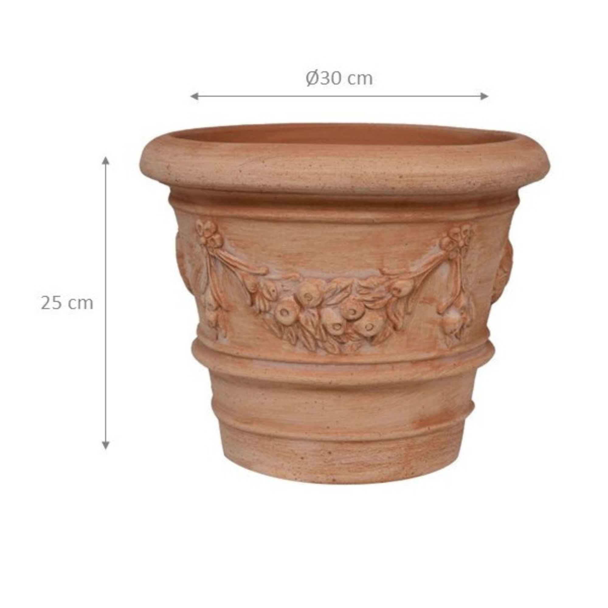 BISCOTTINI Pot en terre cuite fait main 30x25cm - Pot de jardin résistant au gel - Pot pour bonsaï d'intérieur et d'extérieur - 2