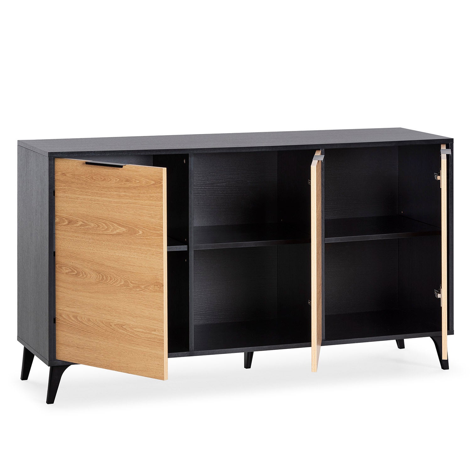 Buffet Kalma 3 portes en noir/chêne, largeur 136 cm - 2