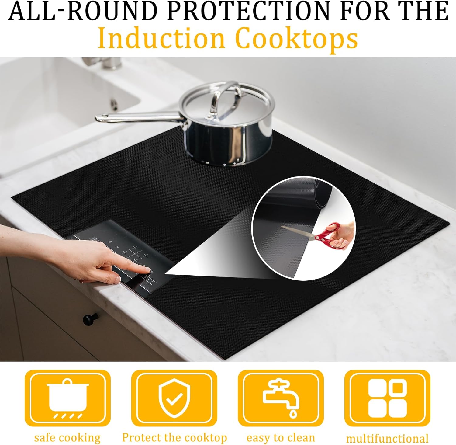 52x61cm Tapis de Protection Plaque Cuisson Induction en Silicone Plaque de Cuisson Magnétique Cooktop Anti Rayures Non Slip - 3
