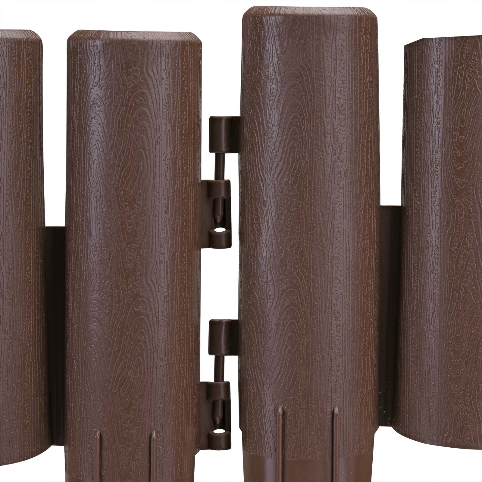 DEUBA® Bordure de jardin plastique 8,96m résistante intempéries UV piquet terre bordure parterre plate-bande délimitation pelouse aspect bois brun - 4