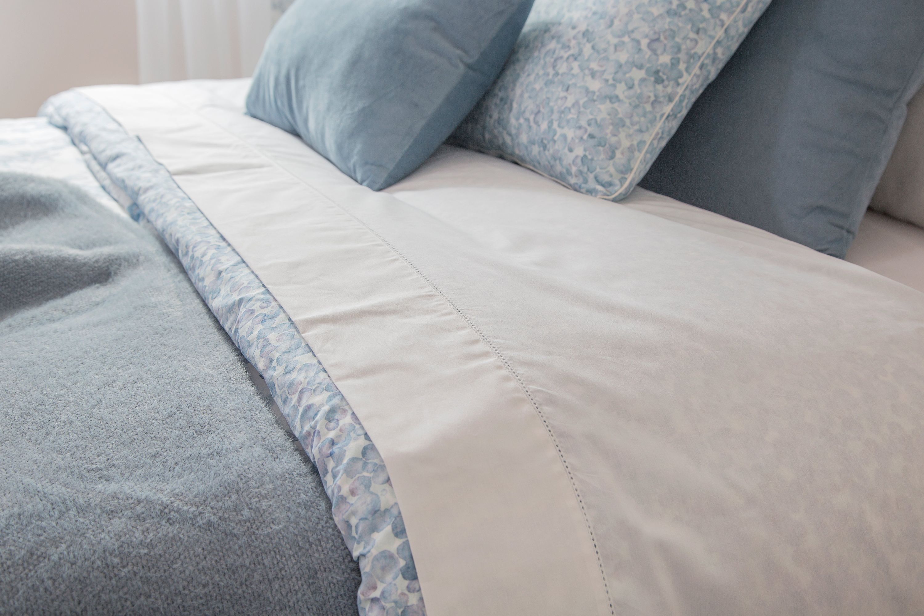 Lençol de cima Vainica percal 200 fios branco para cama de 150 cm - 4