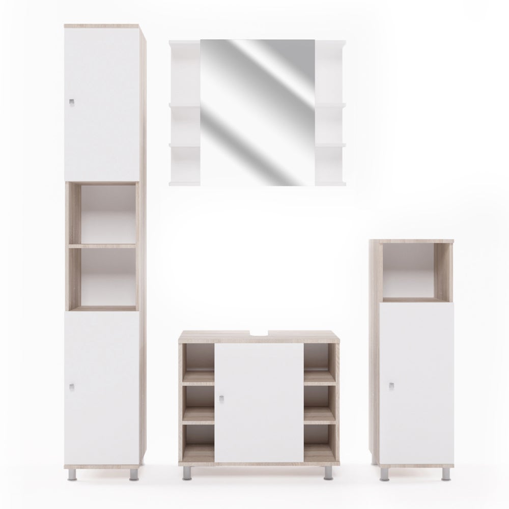 Vicco Zestaw mebli łazienkowych Fynn, Sonoma/Biały, 4 części