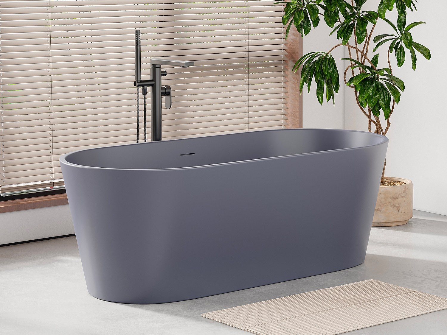 Wanna wolnostojąca owalna - 255 l - 159 x 74 x 56 cm - Niebieski mat - Akryl - LUZECA