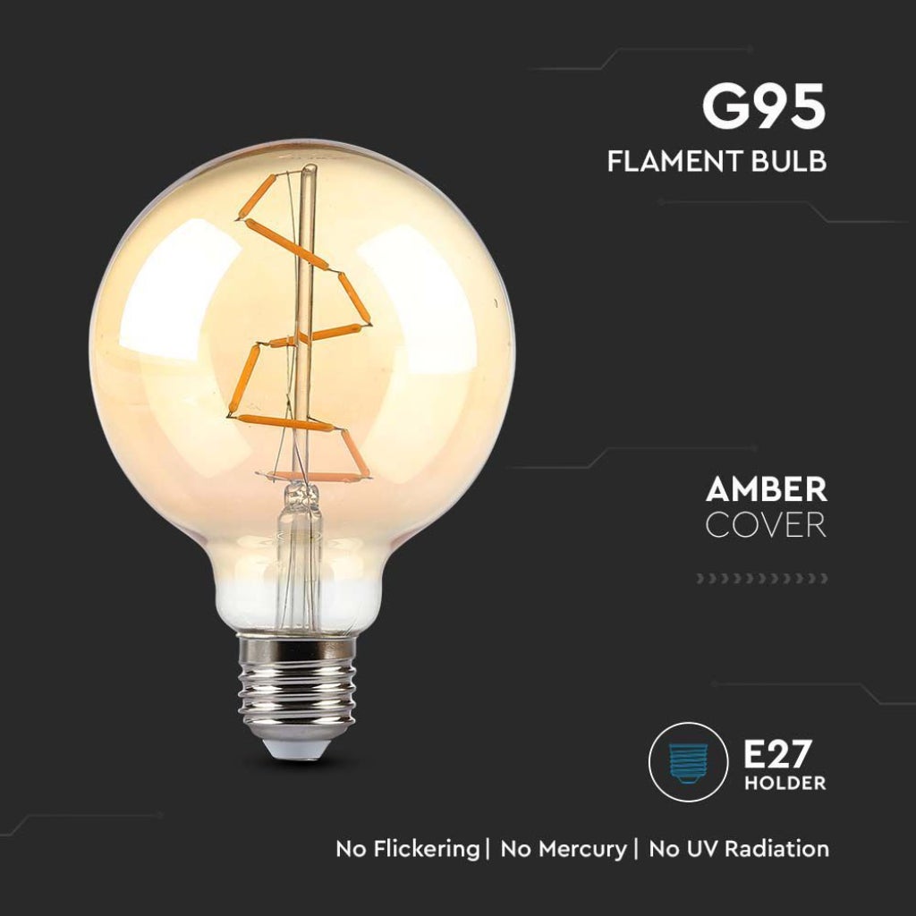 Bombilla LED E27 4W G95 Filamento àmbar 2200K - 4