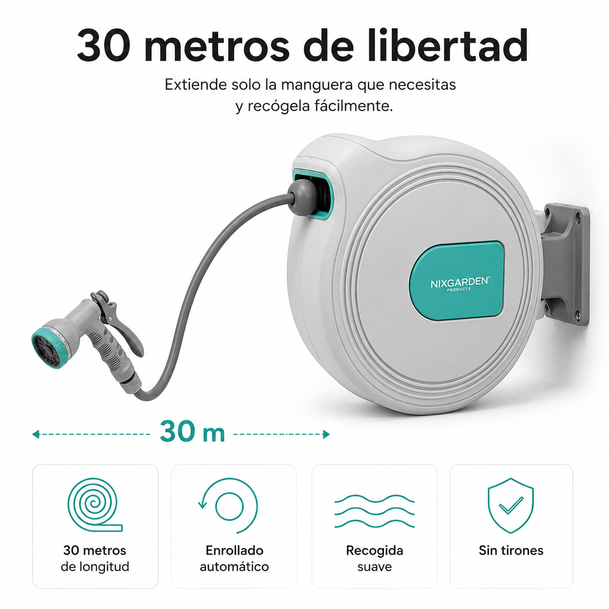 Enrollador Automático De Manguera 30 m Con Soporte De Pared - 4