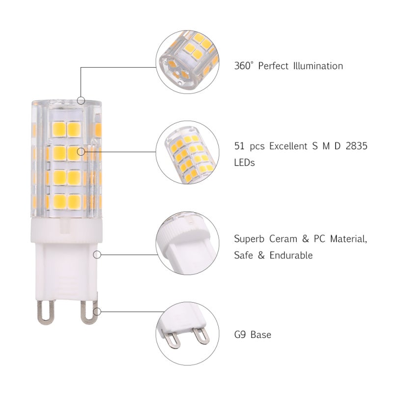 Ampoule LED maïs G9 5W (équivalent 45W) 400 lm AC220-240V blanc chaud lot de 5 pour lampe bureau armoire chambre salon restaurant bureau - 3
