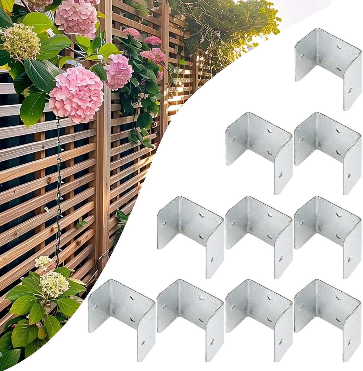Fence Clamps, Metal U-Shape Bracket, Multi-Angle Mounting Support, Anti-Rust Fixing Clip, Sturdy Frame Fastener, Garden Building Projects, Woodwo - 5